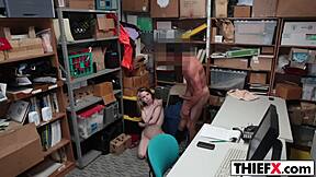 hey thief, you're naughty in the garage, says officer punishing teen with hardcore monster cock banging at work