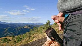 Big Cock Brazilian Brunette Rides In Outdoor Public