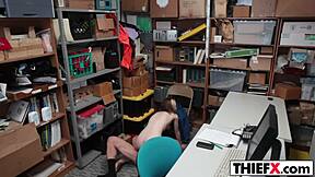 hey thief, you're naughty in the garage, says officer punishing teen with hardcore monster cock banging at work