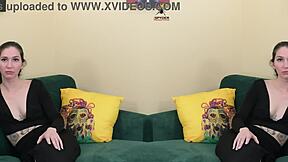 I love how Kit Summers rocks that two-piece black outfit with deep plunging neck in her photoshoot