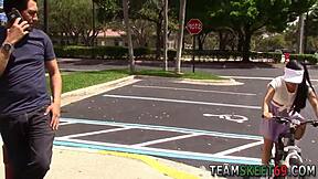 tiny ebony teen gets facial from monster cock after hardcore doggystyle 😈