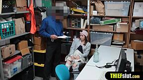 What happens when a cute Russian migrant shoplifter teen gets punished roughly in the garage with blowjob and doggystyle?