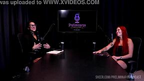 Carla Santos shines in preliminares podcast with Bia Hot part 3 on sheer red