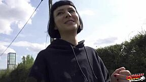 Imagine a tall skinny French girl Delfine Dahlia getting picked up for a rough casting fuck outdoors