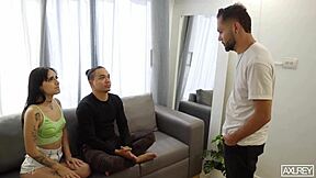 we have no way to pay rent so my wife offers her body while i watch her fuck with big cock