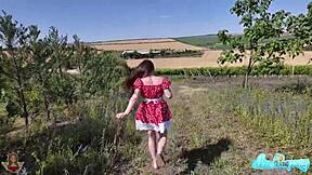 Sex creampie with a village beauty, her long hair flowing.