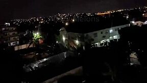 Exclusive full video two horny lesbian teens finger each other on balcony until squirting