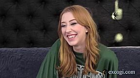 Slim tall hot Riley June fucks on camera for first time with blowjob and facial