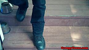 this 19yo petite babe with small tits gets dominated and fucked rough by her horny neighbor stalker.