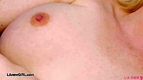 Hey check this beachy blonde babe showing off her sexy body in casting interview on sofa