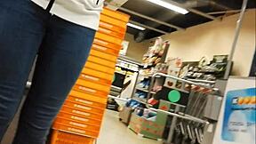 Teen ass in tight jeans captured on hidden cam in high definition