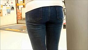 Teen ass in tight jeans captured on hidden cam in high definition