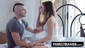close stepbrother, why do you always find excuses to bang my petite pussy? nathan bronson and athena faris in dirty bedroom fucking with cumshot.