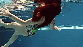 diana rius shows off her juicy tits and shaved body while groping underwater in bikini 😏