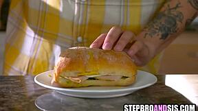 stepbrother unexpectedly joins his lesbian stepsisters in a taboo group sex session filled with hardcore fucking