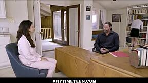 Anytimeteen 18+ - Freeuse Fucking My New Teen 18+ Employee At Work - Cierra Bell Violet Starr Jack Vegas With Blowjob And Hairy Pussy Sex