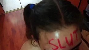 Oh man, this lipstick slut gets face fucked, slapped, and spat on hard! 😈