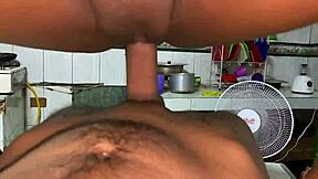 brunette colombian teen in lingerie gets bent over for doggystyle blowjob and missionary sex