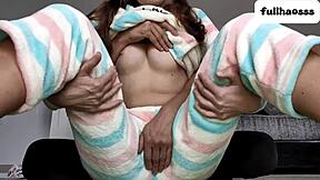 Stepdad Fingers and Gropes 18+ Teen's Small Tits and Pussy in Homemade Close-Up