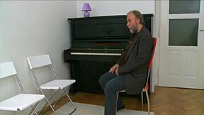 Young hottie gets her tight pussy licked by old boy in hardcore doggystyle fuck session.