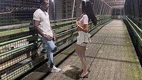 This Brazilian teen took massive black cock bareback in public anal assfucking until creampie hit.