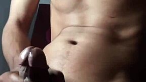 I was alone at home after collage, got so horny, jerked off my huge cock until massive cumshot exploded everywhere