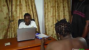 Wife seduced company manager for loan and they fucked with big black cock cumshot!