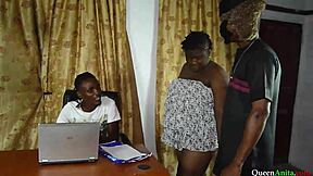 Wife seduced company manager for loan and they fucked with big black cock cumshot!