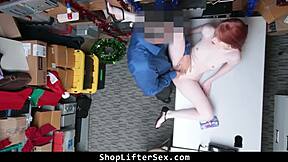 Teen thief battles for black friday deal but gets caught and fucked hard in backroom with cowgirl riding and doggystyle action 😤🍑