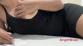 Latina teen masturbates close up with wet pussy and big tits!