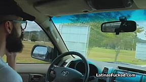 Amateur Colombian beauty with big fake tits gets pounded in hardcore blowjob session