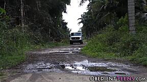 tied up teen 18+ gets her pussy railed hard uh oh