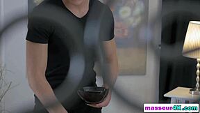 Watch This Brunette Teen Ariana Suck And Blow Masseur's Massive Long Cock!