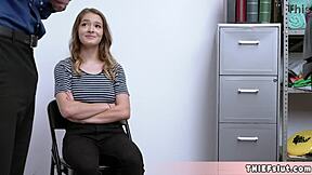 Can this mall cop destroy my skinny teen shoplifter pussy after catching me?