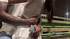 This Brazilian teen took massive black cock bareback in public anal assfucking until creampie hit.