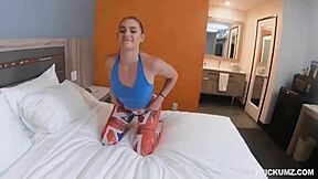 Oh yeah, watch this juicy white booty bouncing hard on that monster white cock during amateur fucking.