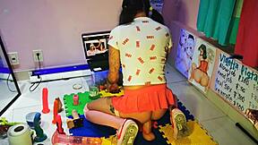 oh wow, watching a teen 18+ otaku schoolgirl get fucked while i jerk off with my dildo