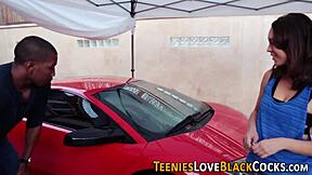 Damn! Small Tits Slut Takes on Massive Interracial Cock!