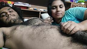 Horny Desi girl gives a sloppy blowjob to her boyfriend. Then he licks her ass deep while she's in underwear moaning loud.