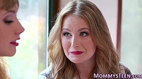 I scissor with my milf stepmom in taboo lesbian action for the first time. We finger and trib in high definition bedroom oral play.