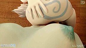 Kindred gets fucked sideways by big cock in 3D animation