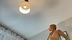 Hot Skinny Amazingly Beautiful Cute and Sexy Big Ass Raver Girl in Full Body Fishnet Stockings Twerk