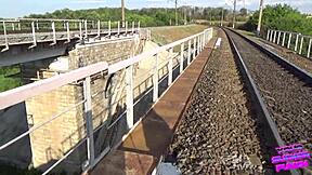 almost caught fucking girlfriend on train with doggystyle cum on ass