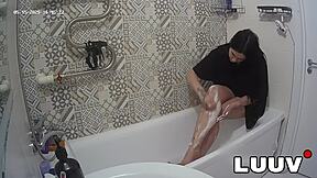luuv brunette vilika films her real life shaving routine in bathroom as homemade amateur movie