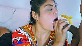 Will this mature big-tits mom give her stepson another sloppy blowjob?