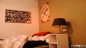 Will this skinny blonde college babe make you cum watching her solo masturbation session on the bed?