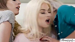 big tits stepmom feels intense passion in threesome with stepdaughter licking and tribbing