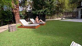 slutty british stepsis loves sunbathing naked and sucking cock outdoors with lily phillips in pov action