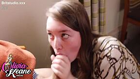 i'm this chubby british 18 year old sucking off an older stranger with big natural tits and swallowing his cum