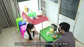 Asian Girl Gets Intense Doggystyle Fuck And Wet Pussy Lick In Her Store